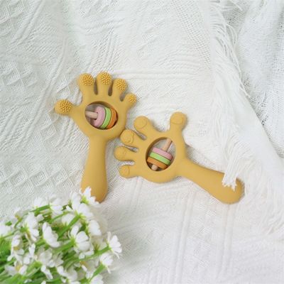ODM Jouets en silicone pour bébés Groupe d'âge Bébés Enfants Enfants Rattle Forme de paume
