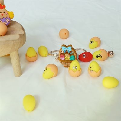 Des perles de silicone pour les dents avec conception d'impression personnalisée Des œufs de Pâques 3D en silicone avec des focaux de coquille