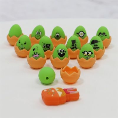 Des éclairages de Pâques personnalisés en silicone toutes les perles non toxiques en silicone imprimé des œufs de Pâques perles pour la fabrication de porte-clés