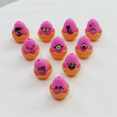Des éclairages de Pâques personnalisés en silicone toutes les perles non toxiques en silicone imprimé des œufs de Pâques perles pour la fabrication de porte-clés