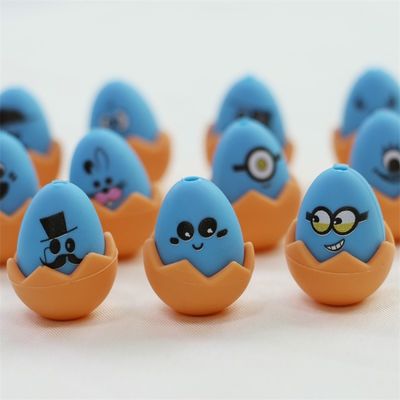 Des éclairages de Pâques personnalisés en silicone toutes les perles non toxiques en silicone imprimé des œufs de Pâques perles pour la fabrication de porte-clés