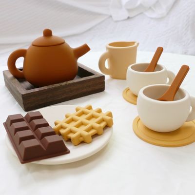 Les enfants font semblant d'être à la maison Jouer à la théière Ensemble de jouets en silicone