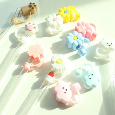 Vente en gros en silicone non toxique en PVC sans BPA sans paille en silicone couvre les nuages parfait pour paille de 6 à 12 mm