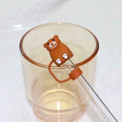 Couvertures de paille en silicone personnalisées de 10 mm avec dessin animé en 3D