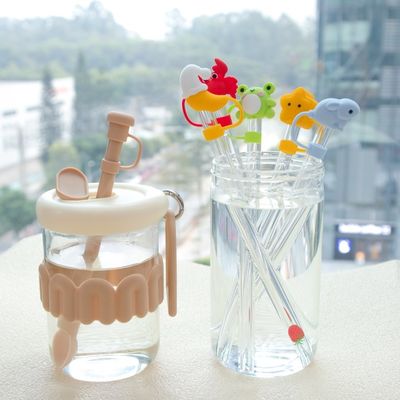 Couvertures de paille en silicone personnalisées de 10 mm avec dessin animé en 3D