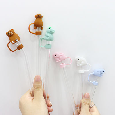 Couvertures de paille en silicone personnalisées de 10 mm avec dessin animé en 3D