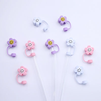 Design de fleurs 3D Bouchon de paille en silicone 100% exempt de BPA Non toxique Toppers en silicone sûrs pour les pailles de tasse