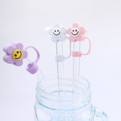 Design de fleurs 3D Bouchon de paille en silicone 100% exempt de BPA Non toxique Toppers en silicone sûrs pour les pailles de tasse