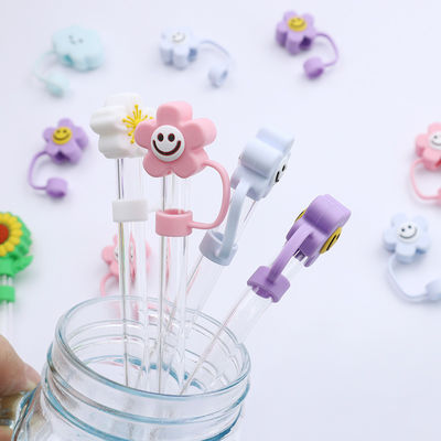 Design de fleurs 3D Bouchon de paille en silicone 100% exempt de BPA Non toxique Toppers en silicone sûrs pour les pailles de tasse