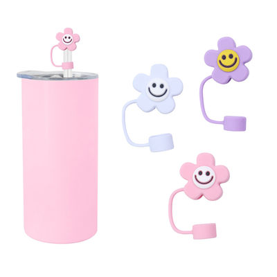Différentes fleurs de silicone paille de paille chapeau de chapeau Toppers couvertures pour la tasse Tumbler