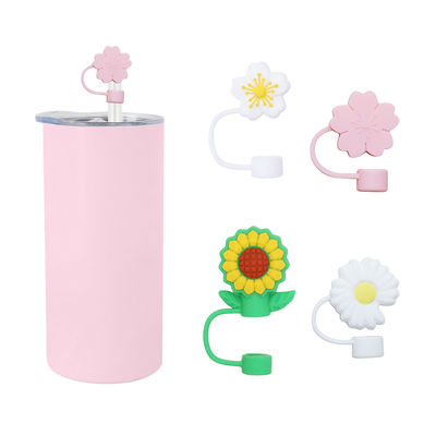 Différentes fleurs de silicone paille de paille chapeau de chapeau Toppers couvertures pour la tasse Tumbler