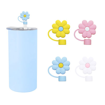 Différentes fleurs de silicone paille de paille chapeau de chapeau Toppers couvertures pour la tasse Tumbler