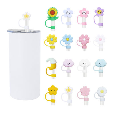Différentes fleurs de silicone paille de paille chapeau de chapeau Toppers couvertures pour la tasse Tumbler