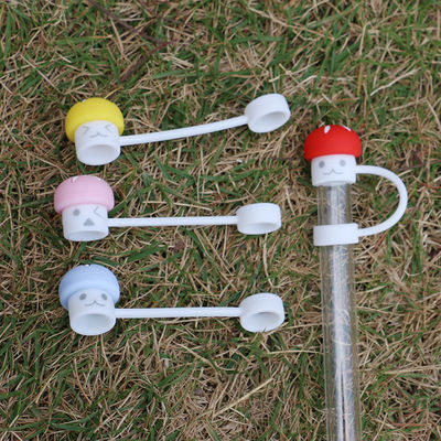 Conception personnalisée de la salle des champignons publique 10 mm Topper de paille pour la tasse de tumbler Chapeaux de couverture de paille en silicone complet