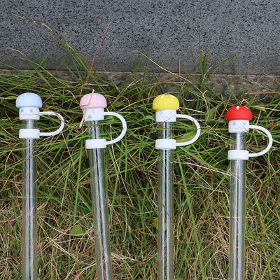 Conception personnalisée de la salle des champignons publique 10 mm Topper de paille pour la tasse de tumbler Chapeaux de couverture de paille en silicone complet
