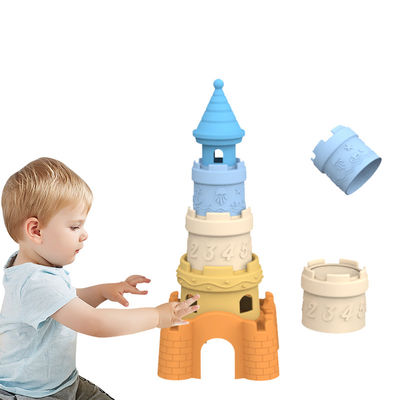 BSCI usine personnalisée jouets d'empilement de silicone bébé éducatif enfants bâtiment de tour d'empilement de jouets de silicone