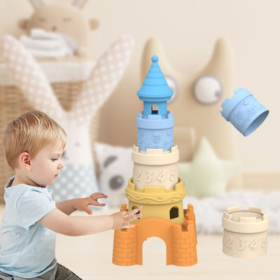 BSCI usine personnalisée jouets d'empilement de silicone bébé éducatif enfants bâtiment de tour d'empilement de jouets de silicone