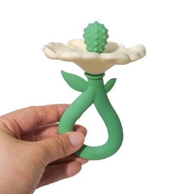 PAISEN personnalisé 6 mois Dentiste en forme de plante à fleurs 100% en caoutchouc naturel Dentiste en silicone mâché Tremblant jouet doux pour bébé