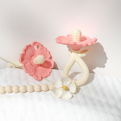 PAISEN personnalisé 6 mois Dentiste en forme de plante à fleurs 100% en caoutchouc naturel Dentiste en silicone mâché Tremblant jouet doux pour bébé