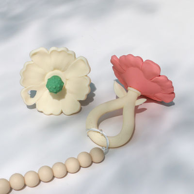 PAISEN personnalisé 6 mois Dentiste en forme de plante à fleurs 100% en caoutchouc naturel Dentiste en silicone mâché Tremblant jouet doux pour bébé