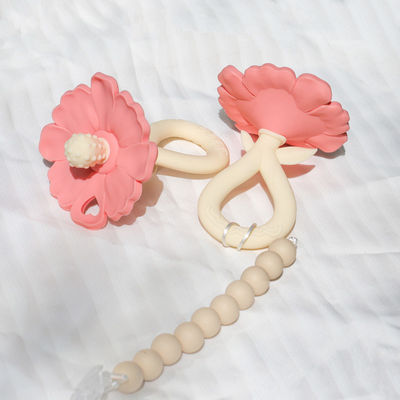 PAISEN personnalisé 6 mois Dentiste en forme de plante à fleurs 100% en caoutchouc naturel Dentiste en silicone mâché Tremblant jouet doux pour bébé