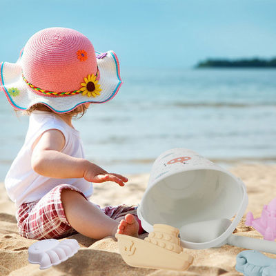 BSCI usine en gros sur mesure EN71 testé l'impression de transfert thermique silicone blanc clair jouets de bébé kit de sable jouets de plage pour les enfants