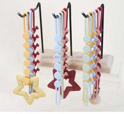 Collier sucette Chaîne de perles en forme de focale pour les stylos à perles en silicone pour les dents Focus Perles jouets pour enfants