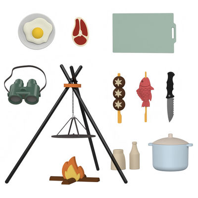 Logo personnalisé 19 PC Silicone Prétendre BBQ Grill Jouer Cuisine Cuisinier Jouet Mini Chef Barbecue Ensemble de jeu de rôle Jeux de cuisine pour enfants