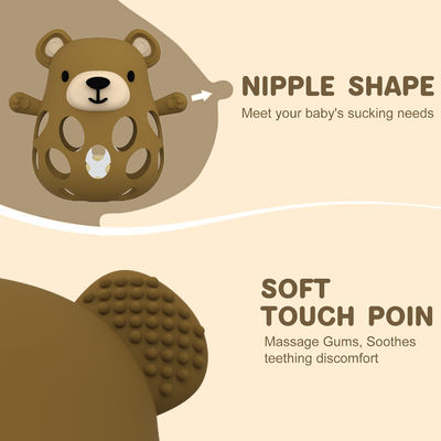 PAISEN Ours gant de dentition Unisexe personnalisé sans BPA Nouveaux-nés Cadeaux mignons en forme d'animal Jouets de dentition en silicone Douces dents de bébé