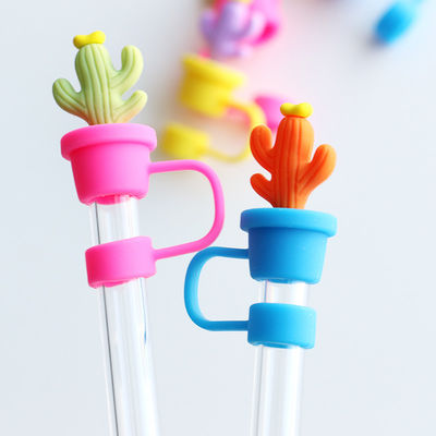 Couvercles de paille de cactus protecteur accessoires de boisson et design pratique réutilisable mignon couvercles de paille de silicone conseils protecteurs