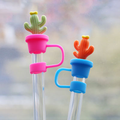 Couvercles de paille de cactus protecteur accessoires de boisson et design pratique réutilisable mignon couvercles de paille de silicone conseils protecteurs