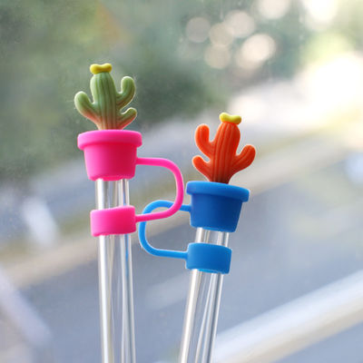 Couvercles de paille de cactus protecteur accessoires de boisson et design pratique réutilisable mignon couvercles de paille de silicone conseils protecteurs
