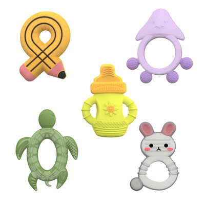 2025 Fabrique Lapin Cute Design Transparent Sensoriel Crème glacée congélable Silicone bébé Dentiste rempli d'eau