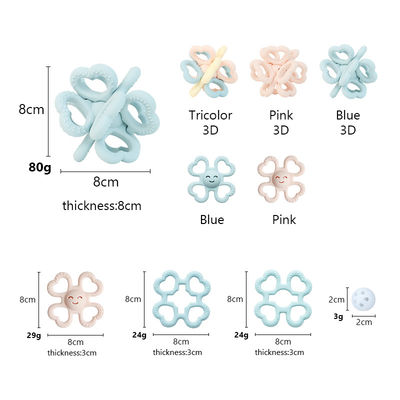 PAISEN BSCI Rattle Baby Teether Ball Toy BPA Free Silicone Soft Ball Facile à tenir Pour les bébés âgés de 6 mois +