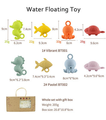 Personnalisé Populaire Silicone Océan Animal Poulpe Poisson Tortue Cheval de mer Enfants Jeux de bain pour bébés Ensemble cadeau Spray d'eau Squishy