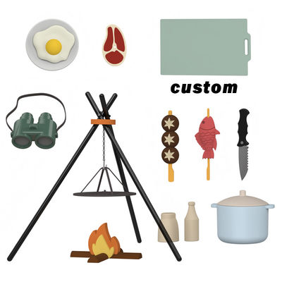 Logo personnalisé 19 PC Silicone Mini Chef Barbecue Jeu de rôle Cuisine Cuisinier Jouet Set Faire semblant Picnic Jouer Jouets Cuisine Cadeau Jouets pour bébés