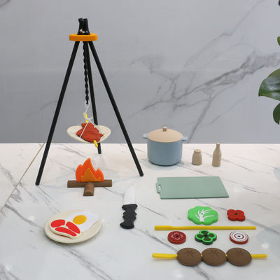 Logo personnalisé 19 PC Silicone Mini Chef Barbecue Jeu de rôle Cuisine Cuisinier Jouet Set Faire semblant Picnic Jouer Jouets Cuisine Cadeau Jouets pour bébés