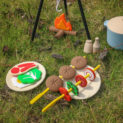 Logo personnalisé 19 PC Silicone Mini Chef Barbecue Jeu de rôle Cuisine Cuisinier Jouet Set Faire semblant Picnic Jouer Jouets Cuisine Cadeau Jouets pour bébés