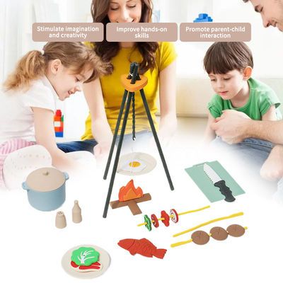 Logo personnalisé 19 PC Silicone Mini Chef Barbecue Jeu de rôle Cuisine Cuisinier Jouet Set Faire semblant Picnic Jouer Jouets Cuisine Cadeau Jouets pour bébés