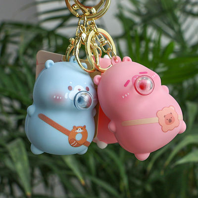 Petit ours soufflant des bulles Prise jouet PAISEN créatif des bulles Décompression dessin animé silicone porte-clés sac accessoires