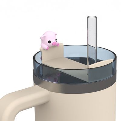 Couvercles de paille en silicone d'animaux mignons et accessoires de bouteille – Ensemble de décoration pour gobelet 4 pièces